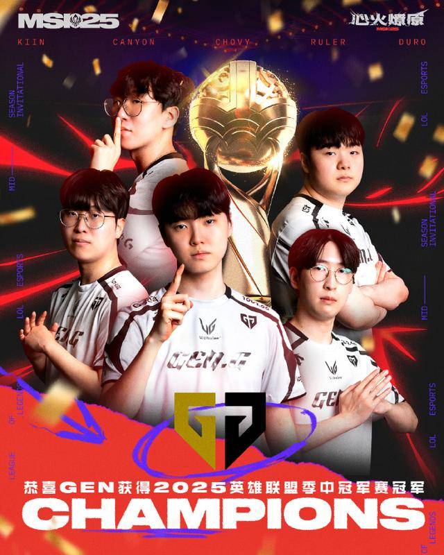 LOL-MSI：GEN成功卫冕MSI冠军，Chovy拿到FMVP！